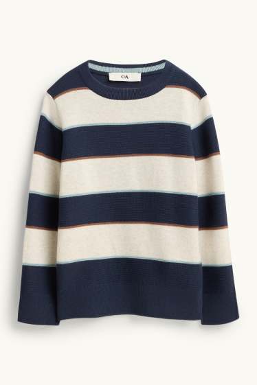 Kinderen: jongens - Trui - gestreept - donkerblauw / crème wit