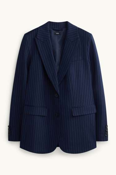 Damen - Longblazer - Regular Fit - Nadelstreifen - dunkelblau