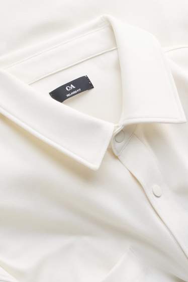 Heren - Overhemd - relaxed fit - kent - met structuur - wit