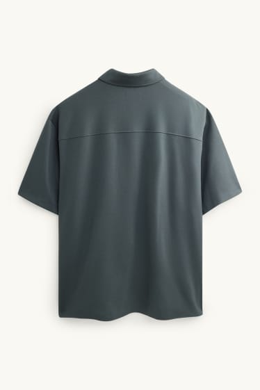 Heren - Overhemd - relaxed fit - kent - met structuur - groen