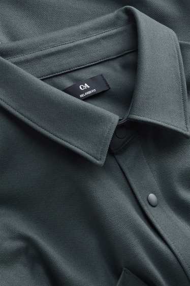 Heren - Overhemd - relaxed fit - kent - met structuur - groen