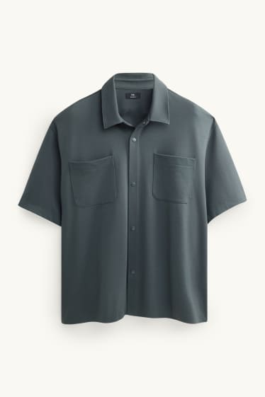 Heren - Overhemd - relaxed fit - kent - met structuur - groen