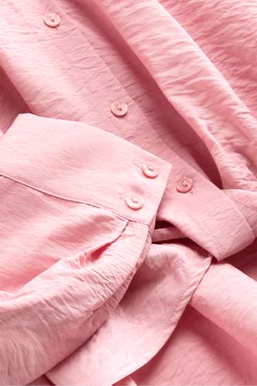 Damen - Hemdbluse mit Knotendetail - rosa