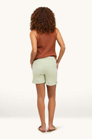 Mujer - Shorts vaqueros - mid waist - verde claro