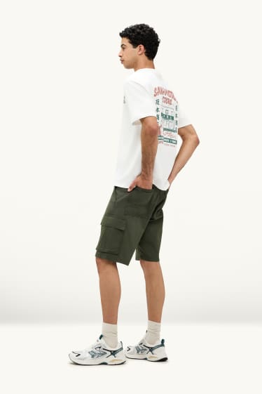 Hommes - Short cargo - kaki