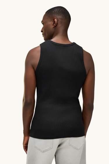 Pánské - Tank top - žebrovaný - černá