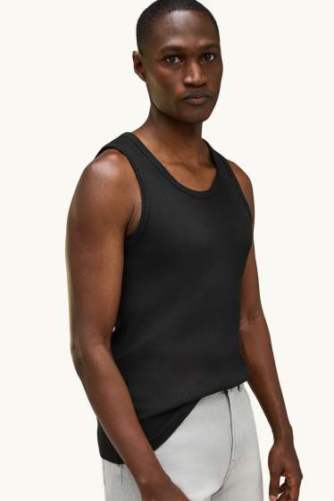 Pánské - Tank top - žebrovaný - černá