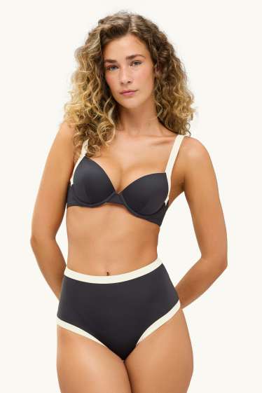 Damen - Bikini-Hose - High Waist - LYCRA® XTRA LIFE™ - schwarz / weiß