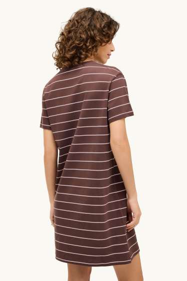 Damen - T-Shirt-Kleid - gestreift - braun
