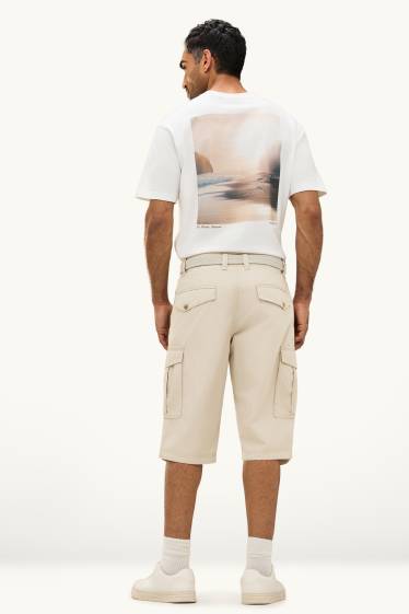 Herren - Cargo-Bermudas mit Gürtel - beige