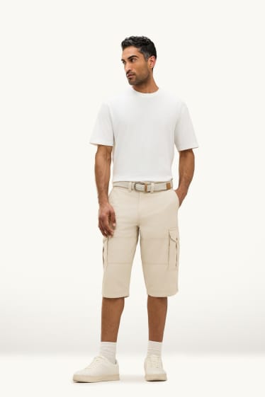 Herren - Cargo-Bermudas mit Gürtel - beige