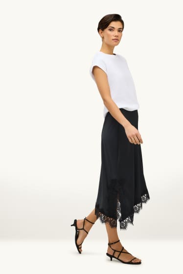 Damen - Satin-Rock - schwarz