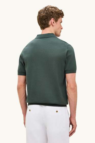 Bărbați - Tricou polo din tricot - regular fit - verde închis