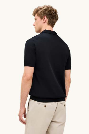 Bărbați - Tricou polo din tricot - regular fit - negru