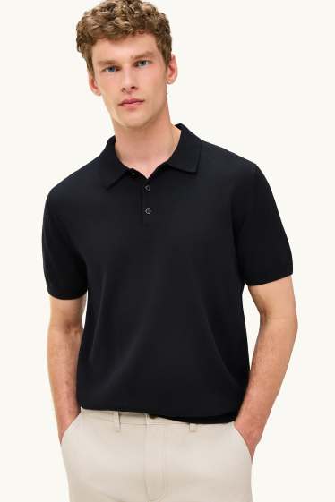 Bărbați - Tricou polo din tricot - regular fit - negru