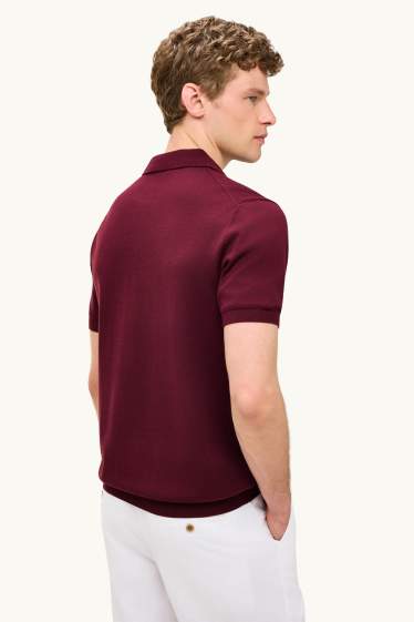 Bărbați - Tricou polo din tricot - regular fit - bordo