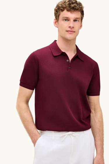 Bărbați - Tricou polo din tricot - regular fit - bordo