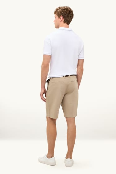 Heren - Korte broek met riem - bruin