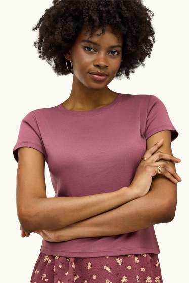 Dames - T-shirt - relaxed fit - paars