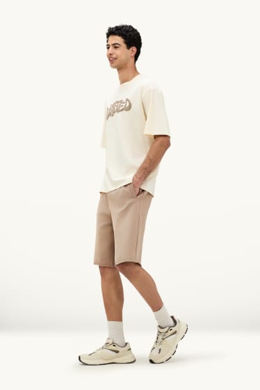 Hommes - Short en molleton - beige