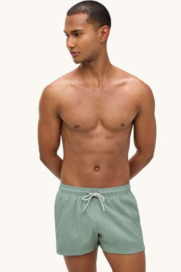 Uomo - Shorts da mare - tessuto tramato - verde chiaro