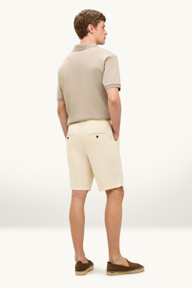 Herren - Shorts - Leinen-Mix - Nadelstreifen - cremefarben