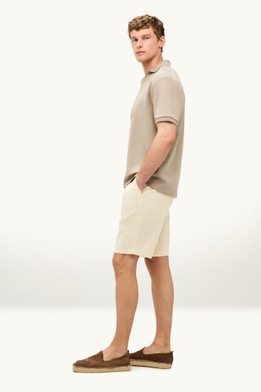 Herren - Shorts - Leinen-Mix - Nadelstreifen - cremefarben