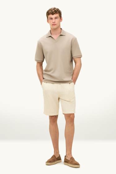 Herren - Shorts - Leinen-Mix - Nadelstreifen - cremefarben