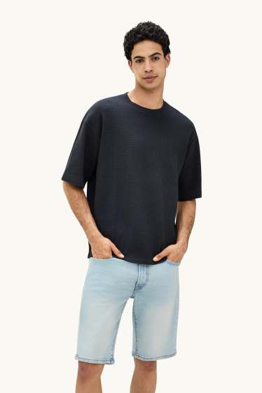 Herren - T-Shirt - Oversized - strukturiert - schwarz