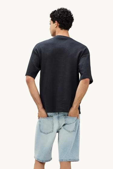 Herren - T-Shirt - Oversized - strukturiert - schwarz