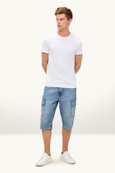 Men - Cargo Bermuda shorts - blue denim