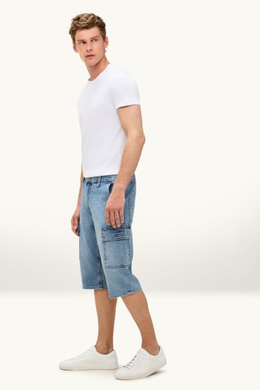Men - Cargo Bermuda shorts - blue denim