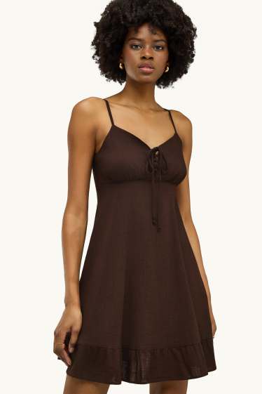 Dámské - Empírové šaty - hnědá