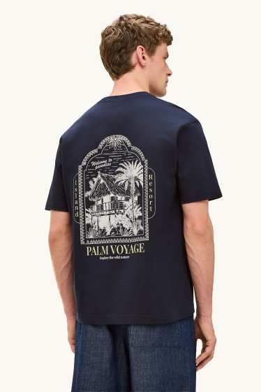 Hommes - T-shirt - relaxed fit - bleu foncé