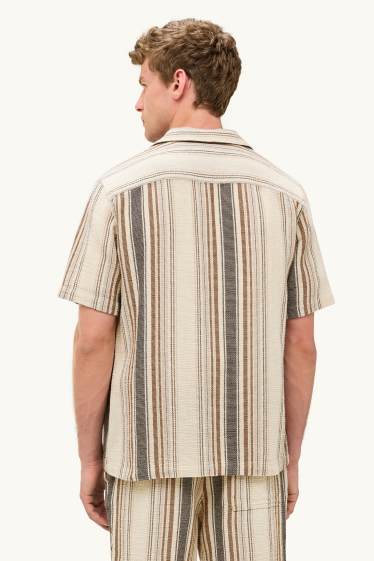 Herren - Hemd - Regular Fit - Reverskragen - gestreift - strukturiert - hellbraun