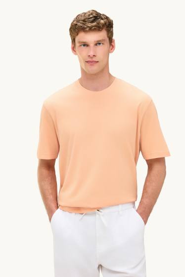 Hommes - T-shirt - relaxed fit - abricot