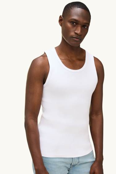 Hommes - Débardeur - finition côtelée - blanc