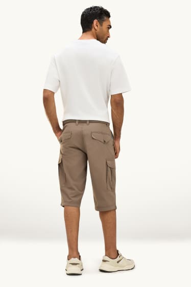 Herren - Cargo-Bermudas mit Gürtel - braun