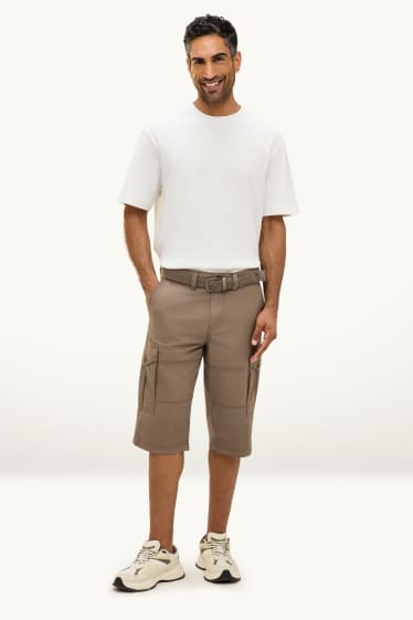 Herren - Cargo-Bermudas mit Gürtel - braun