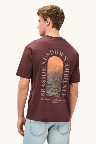 Unisexe - T-shirt - relaxed fit - marron foncé