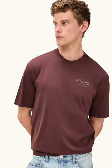 Unisexe - T-shirt - relaxed fit - marron foncé