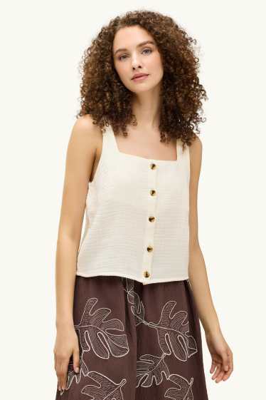 Femei - Bluză fără mâneci - structurată - alb