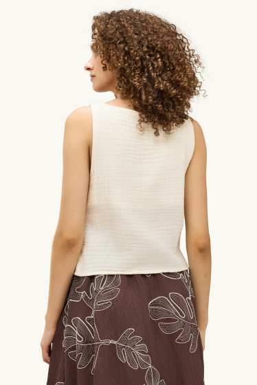 Femei - Bluză fără mâneci - structurată - alb