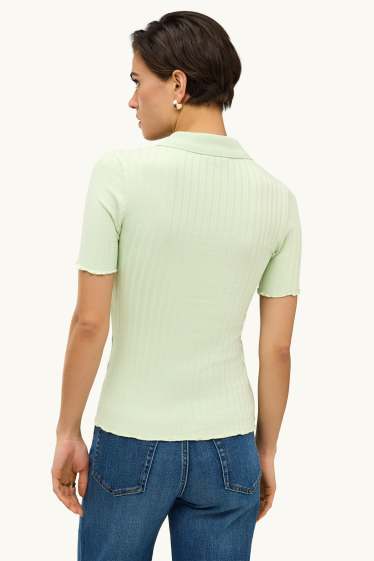 Dámské - Polokošile - regular fit - žebrovaná - světle zelená