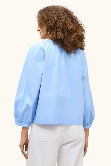 Dames - Blouse met V-hals - blauw