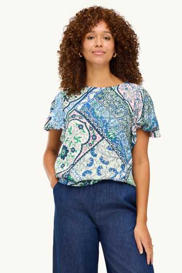 Damen - Bluse - gemustert - blau