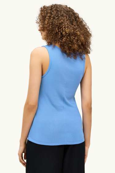 Damen - Top - gerippt - blau