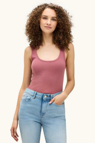 Dames - Top - geribd - rood