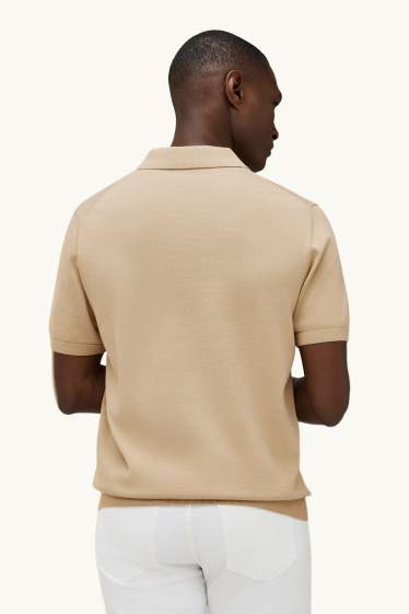Herren - Strick-Poloshirt - Regular Fit - beige