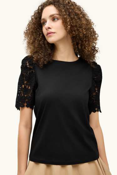 Dames - T-shirt - regular fit - zwart
